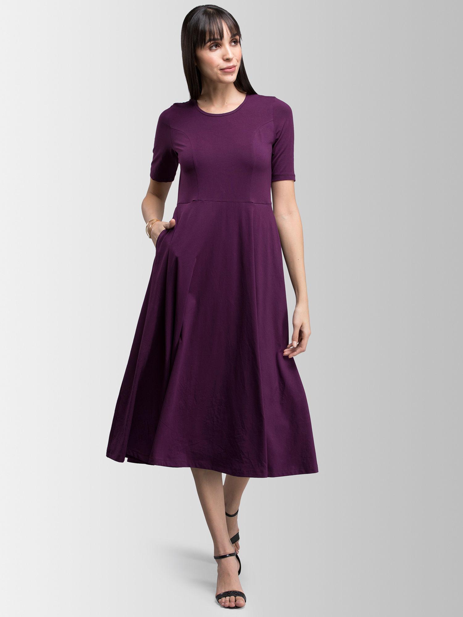 purple solid dress