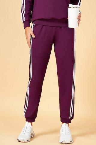 purple solid full length  active wear women jogger fit  jogger pants