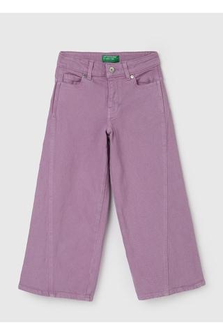 purple solid full length casual girls wide leg pants