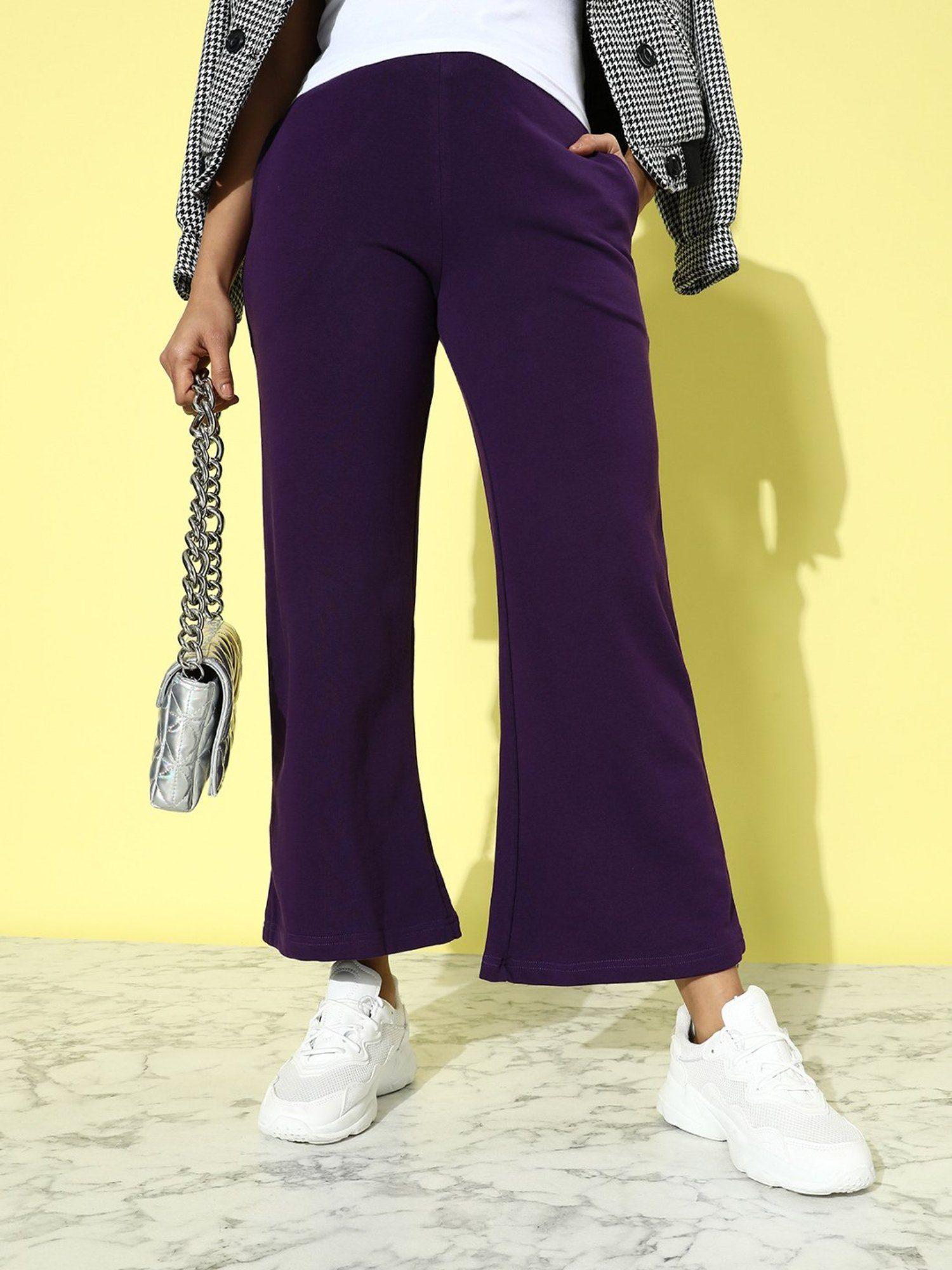 purple solid korean pant