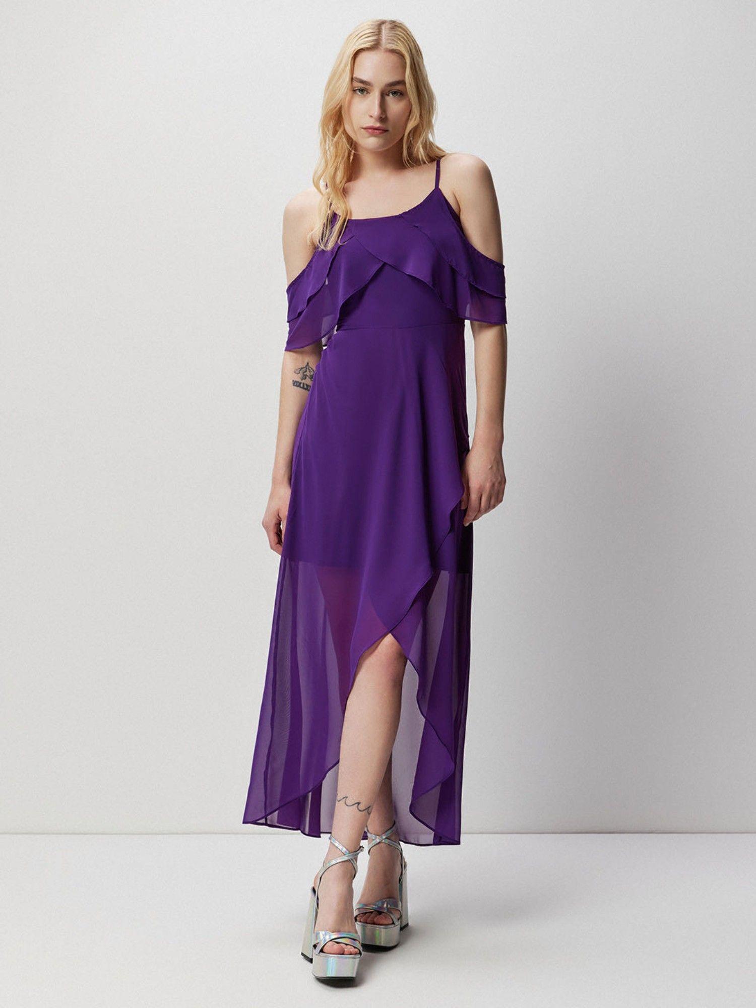 purple solid maxi dress