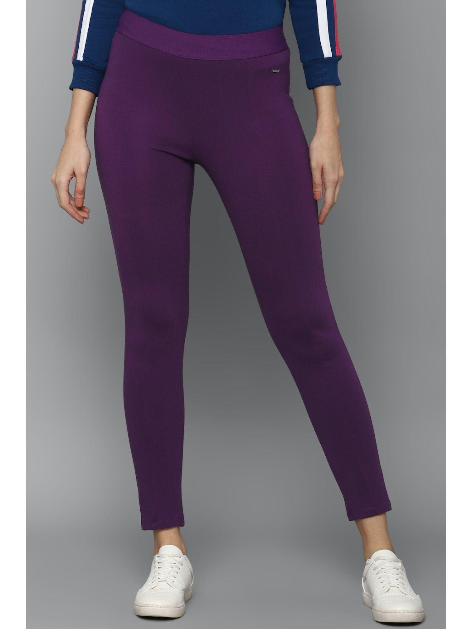 purple solid-plain bottoms pants and trousers