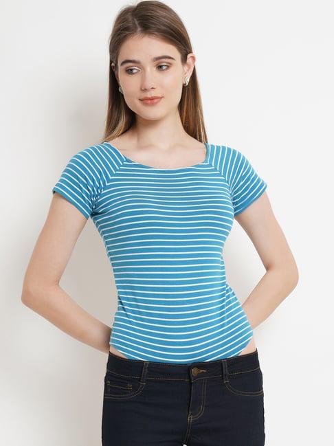 purple state blue striped top