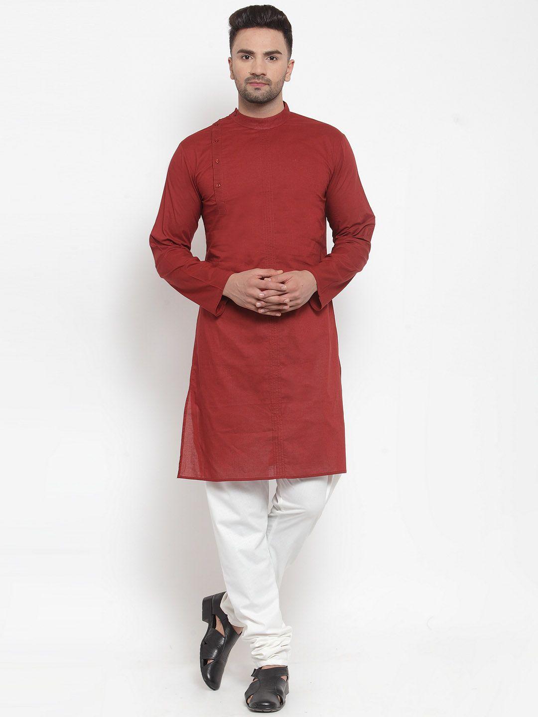 purple state men maroon solid straight kurta