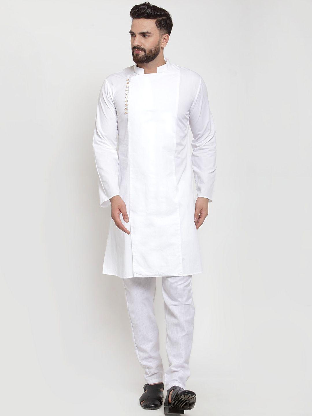 purple state men white solid kurta with pyjamas