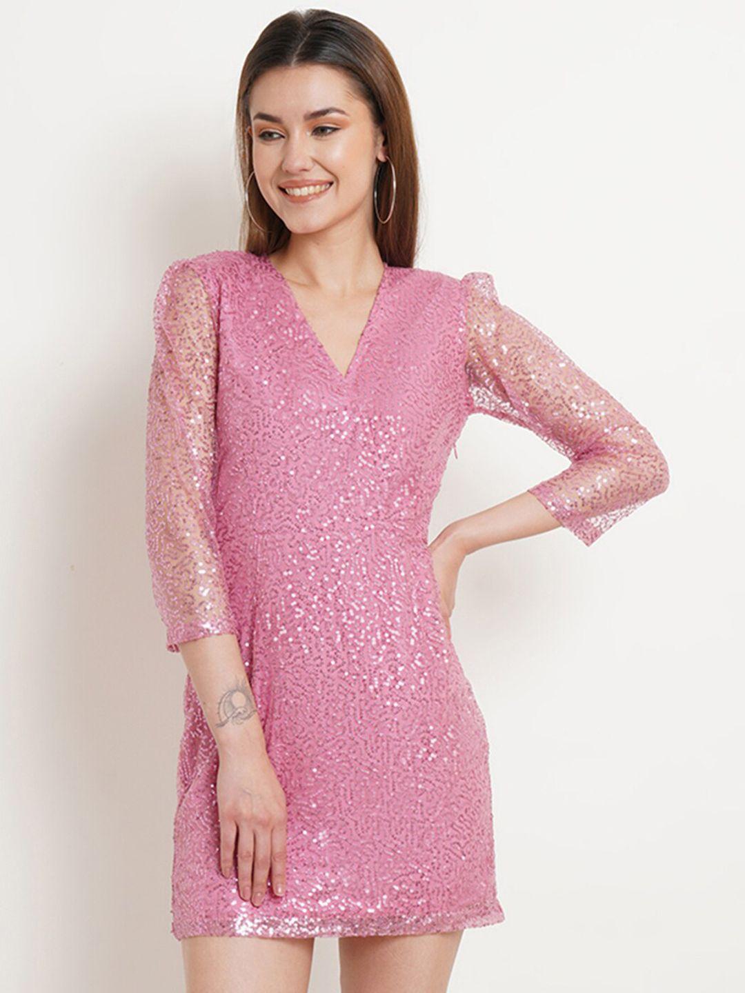 purple state pink sheath dress