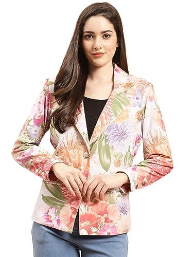 purple state women's & girls blazer for casual wear, office wear, outdoor & indoor full sleeve fabric polyester in colour multicolor (ps-bl-45-m) multicolour