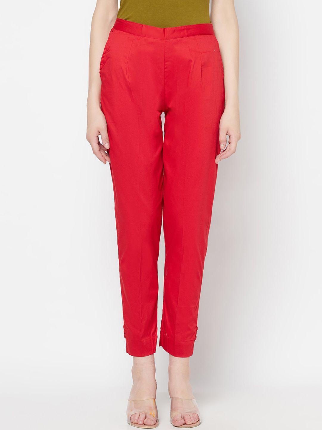 purple state women red peg trousers