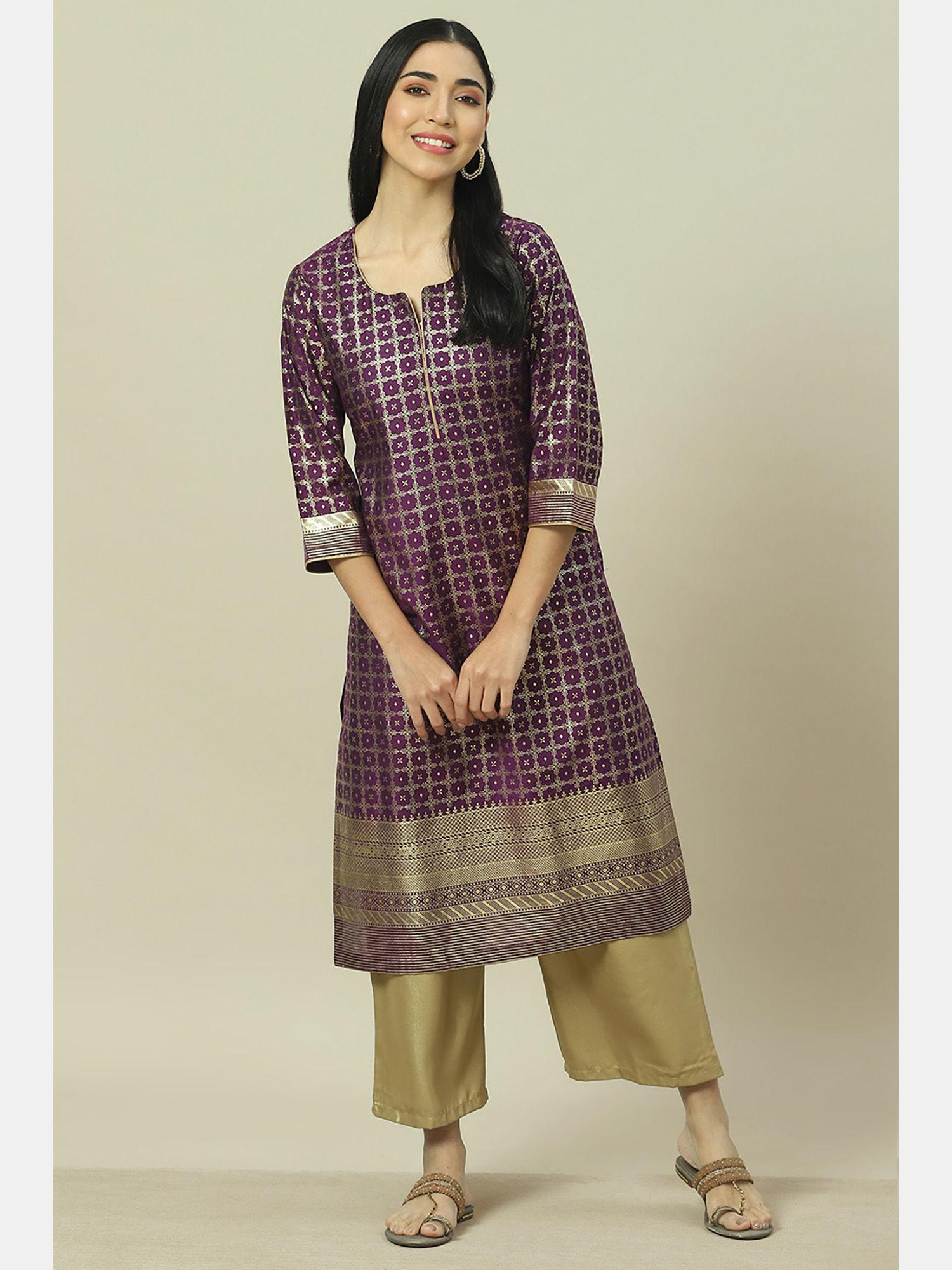 purple straight kurta