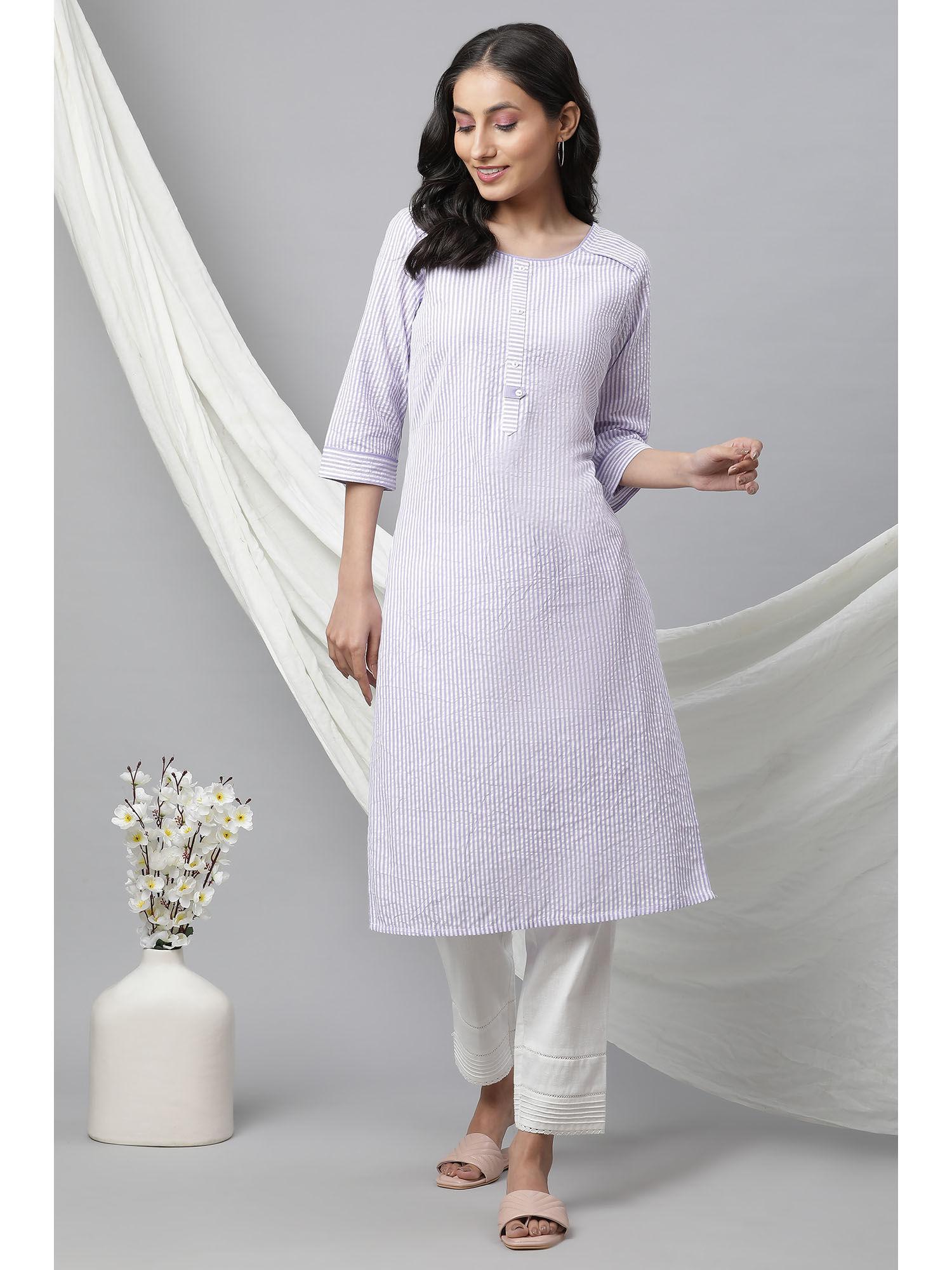 purple stripe seer sucker kurta