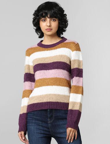 purple striped pullover