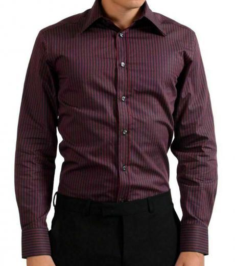 purple striped regular fit shirt