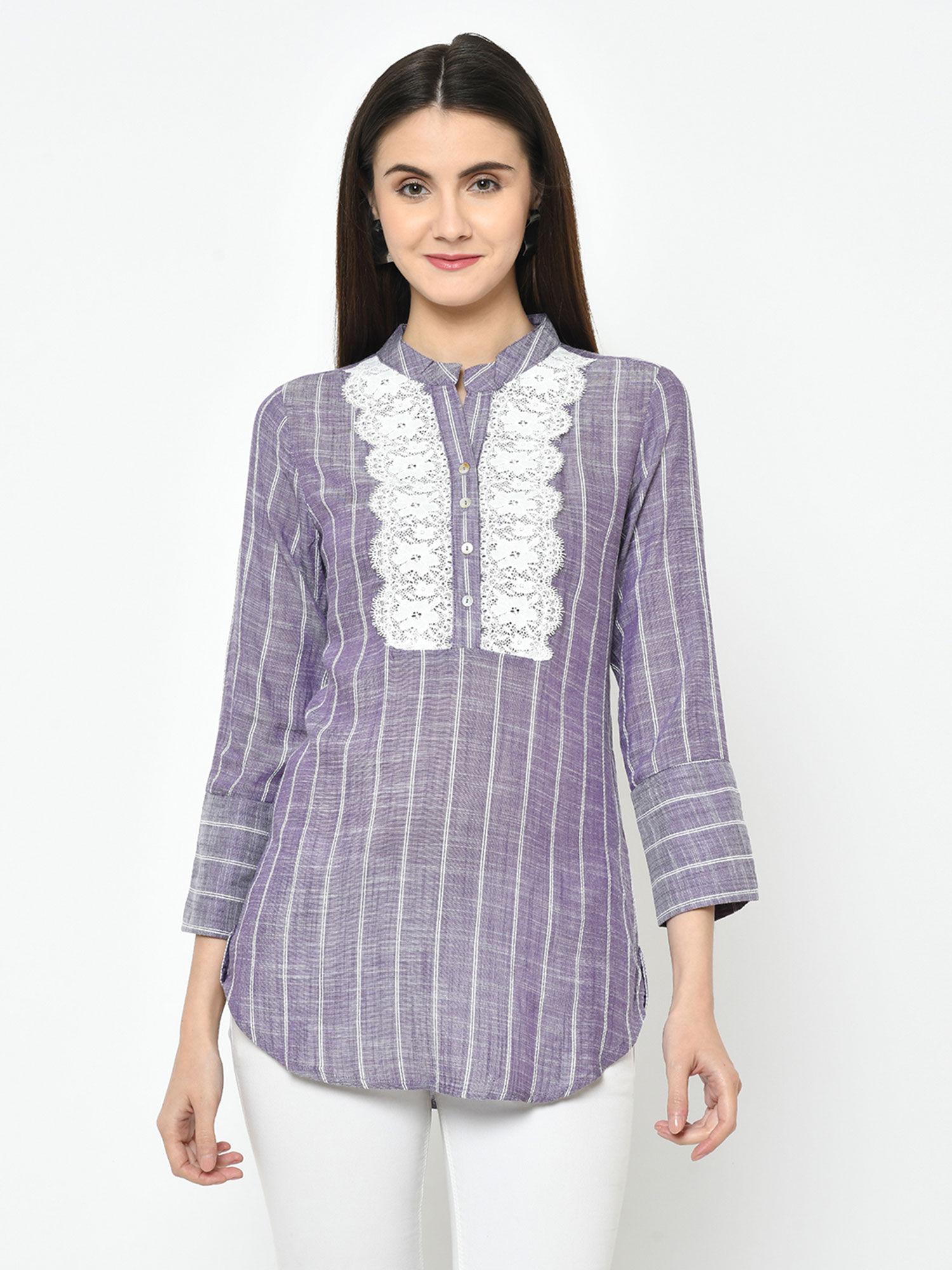 purple stripes 3/4th sleeve tunics