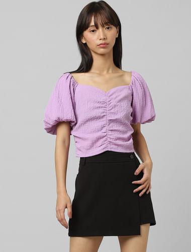 purple textured cropped top