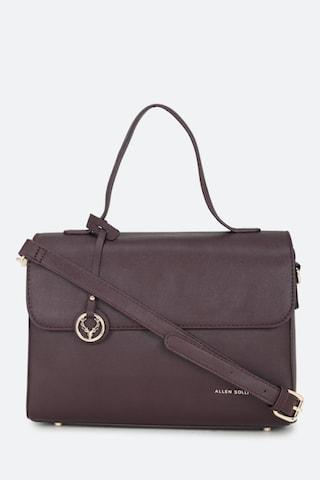 purple textured work polyurethane women handbag