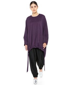 purple thick georgette high-low kaftan tunic