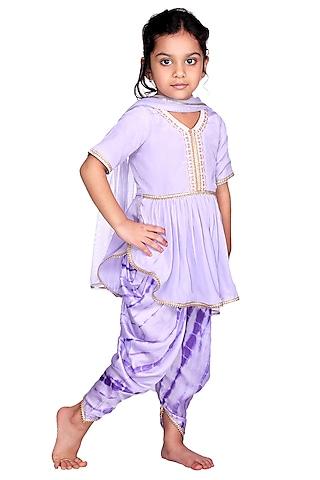 purple tie-dye dhoti set for girls