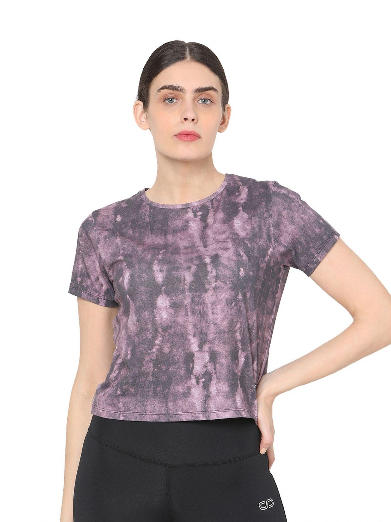 purple tie dye short sleeve tee - multi-color