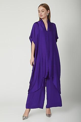 purple tunic dress with trousers