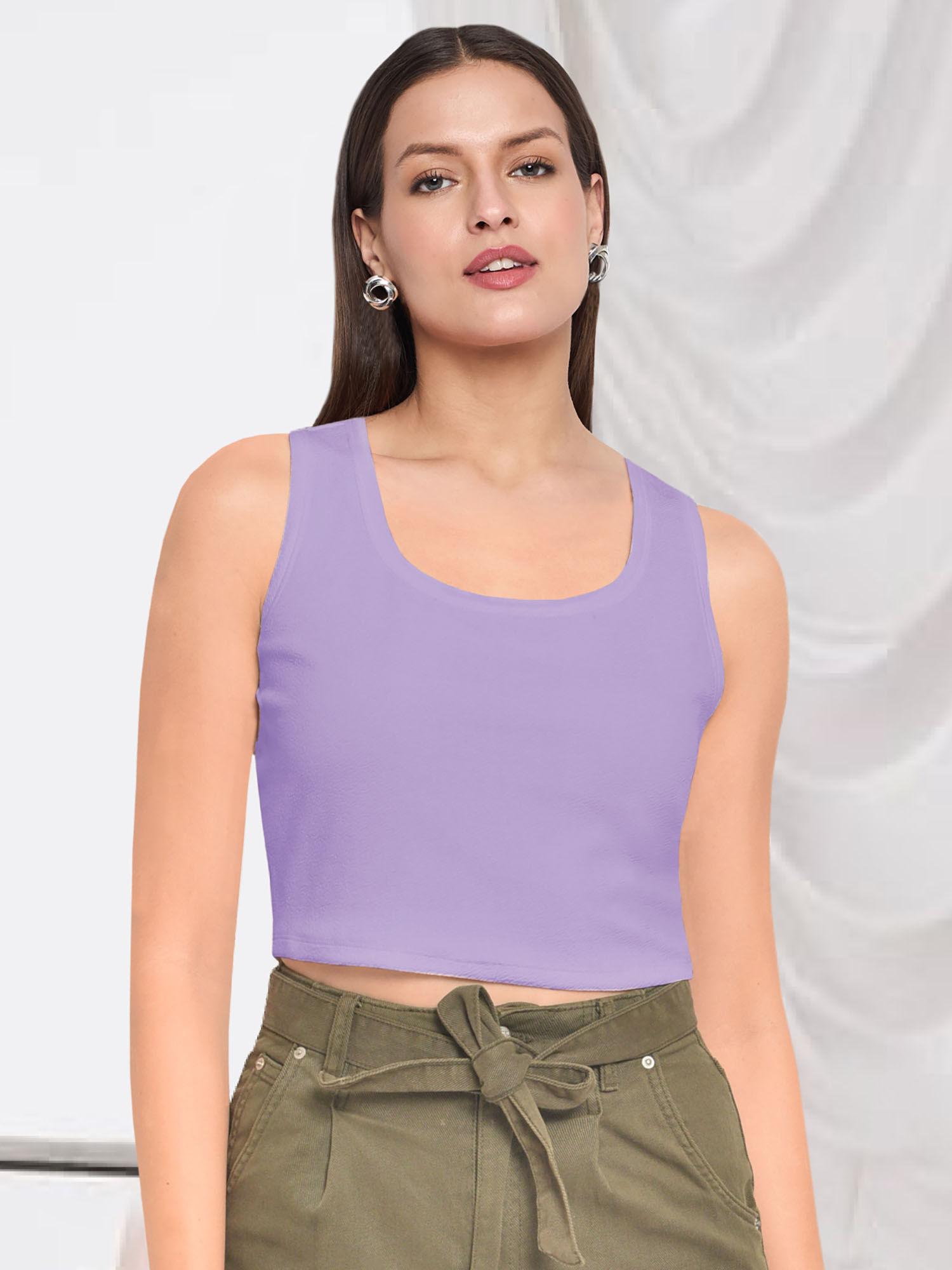 purple u neck top