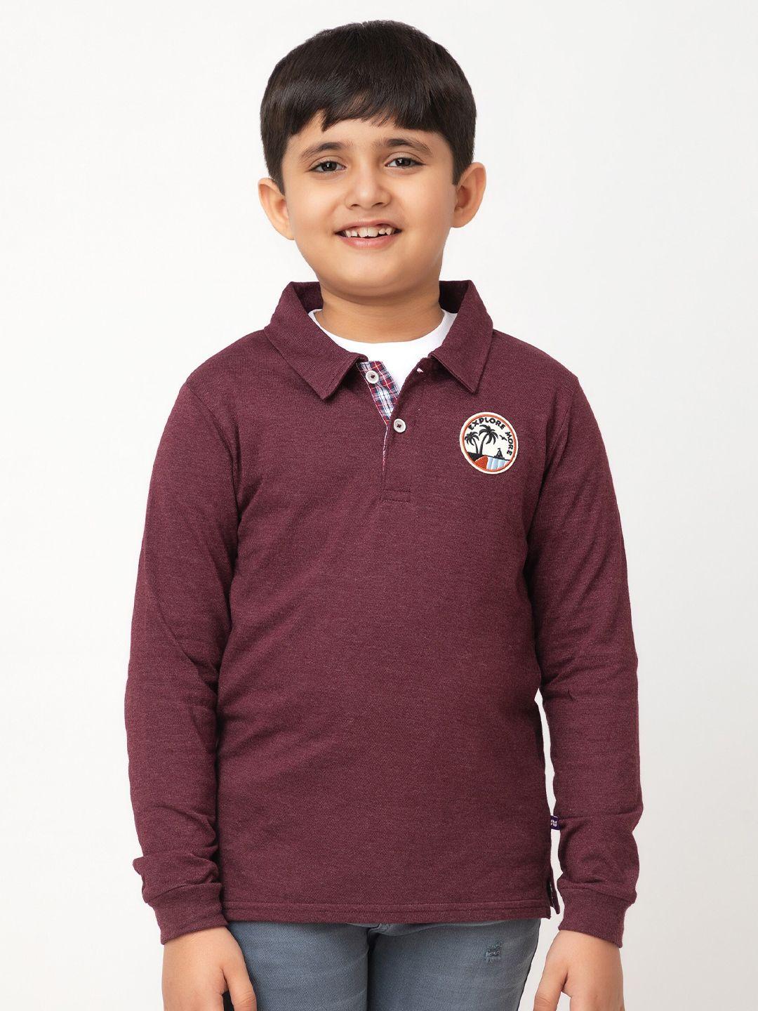 purple united kids boys maroon polo collar t-shirt