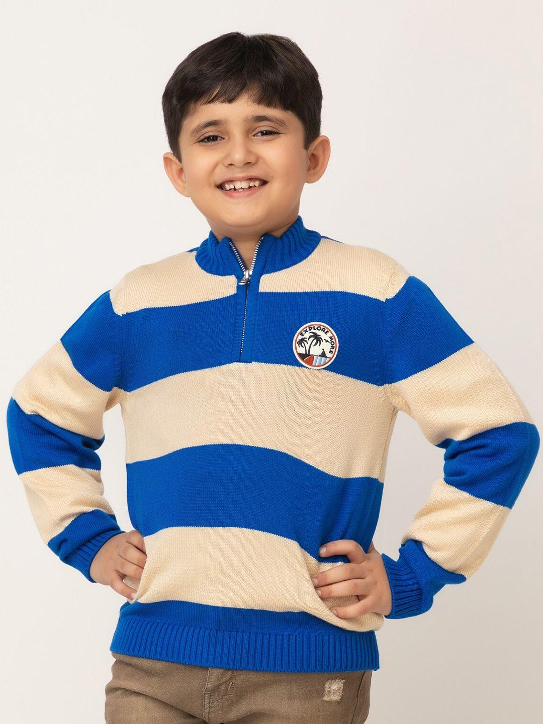 purple united kids boys off white & blue colourblocked pullover