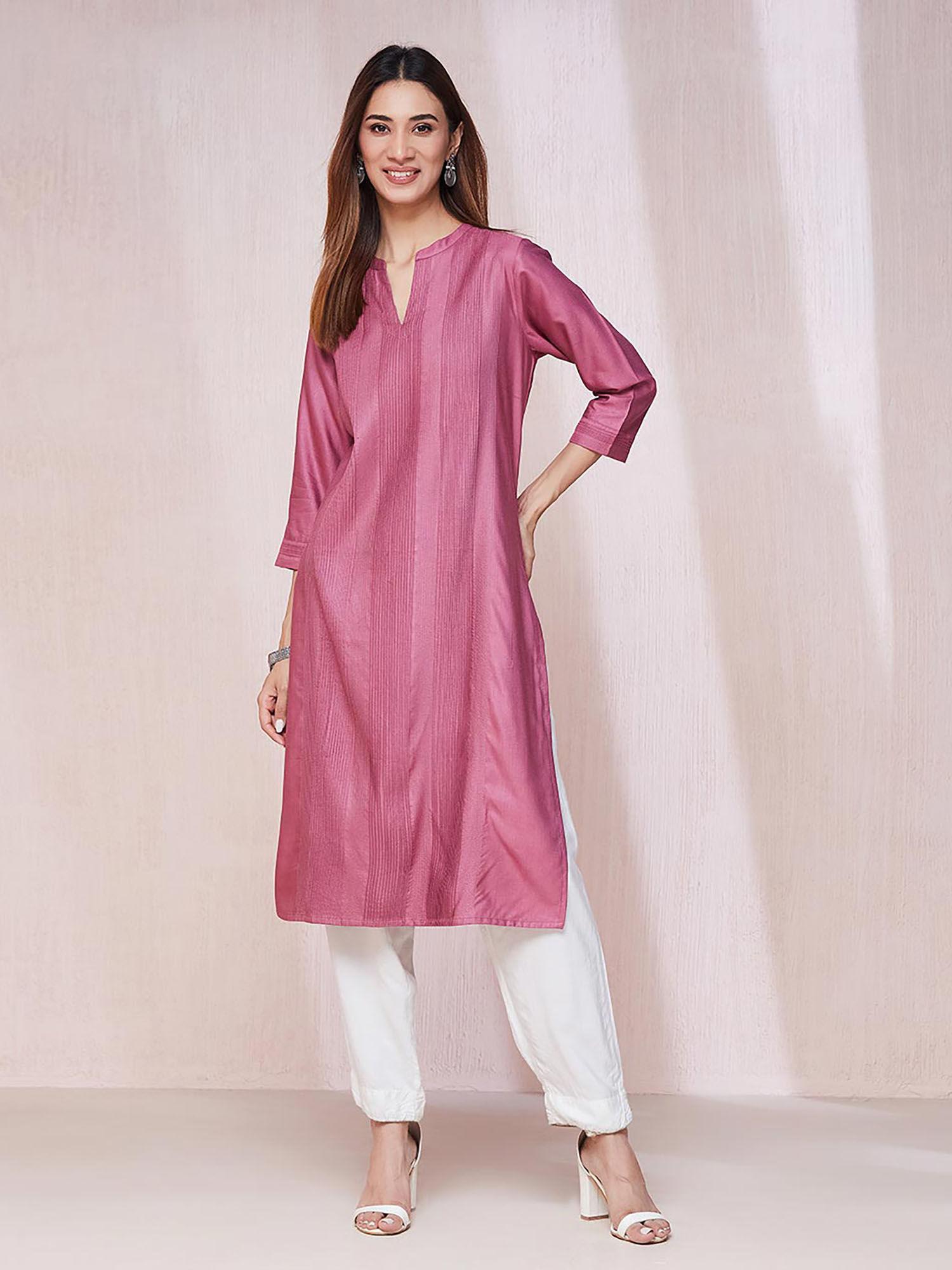 purple viscose silk regular fit long kurta