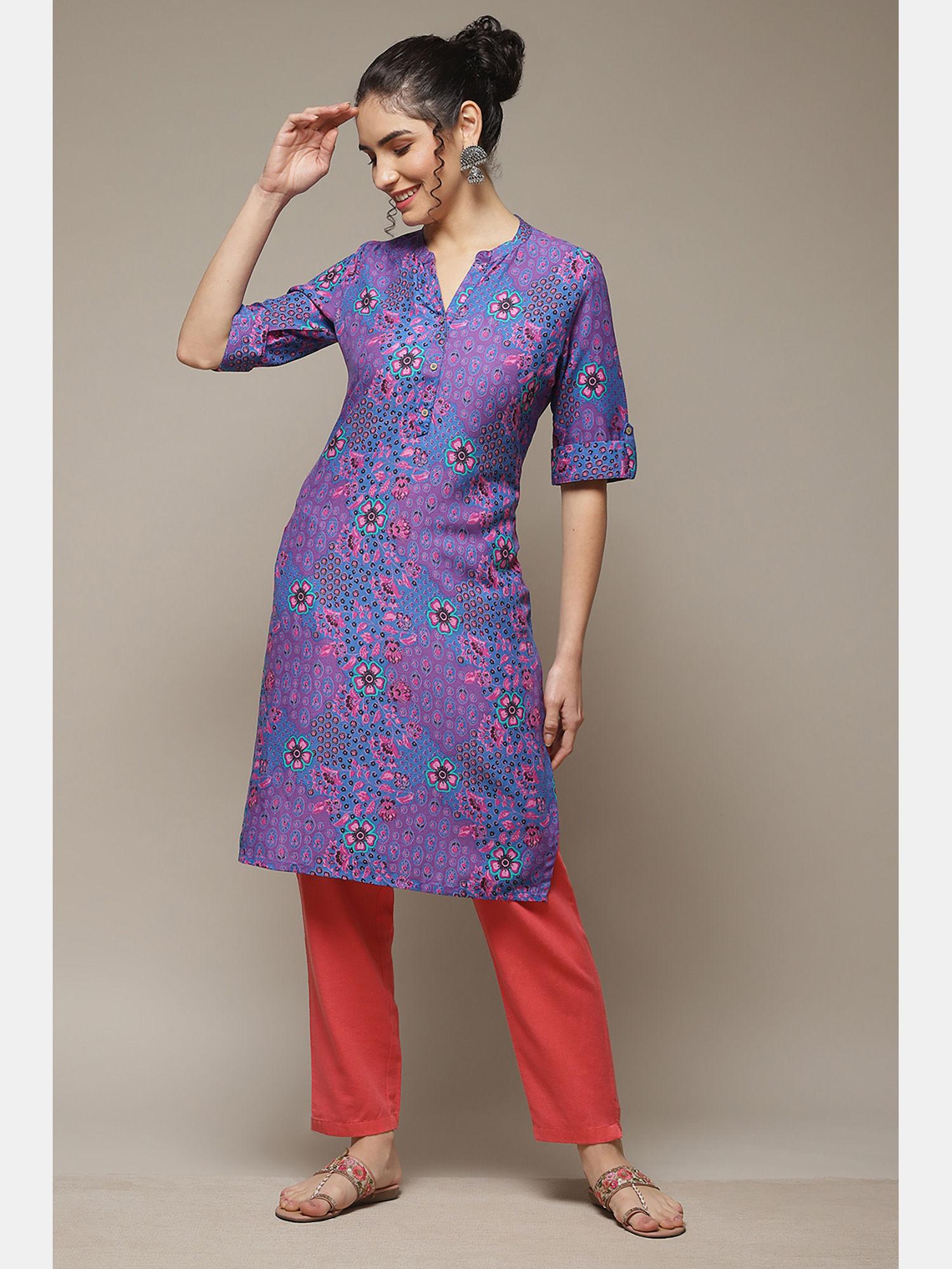 purple viscose straight kurta