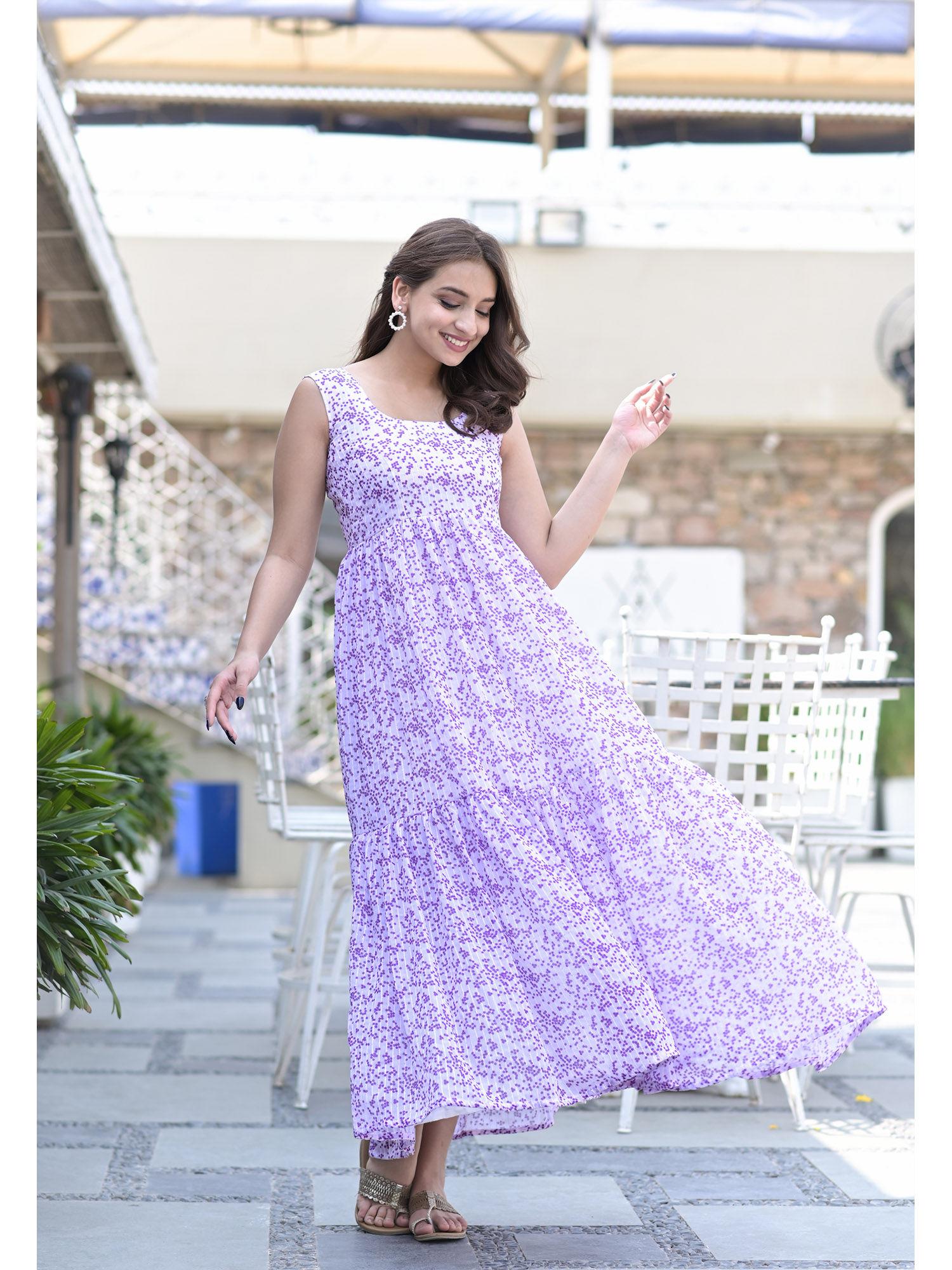 purple white sequined dress