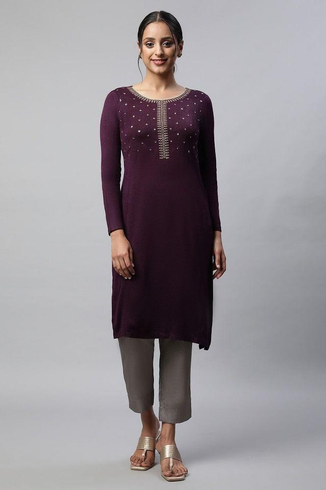 purple winter kurta