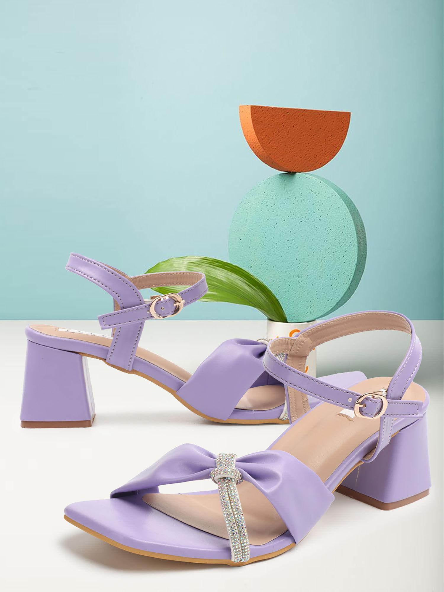 purple women buckle sandals