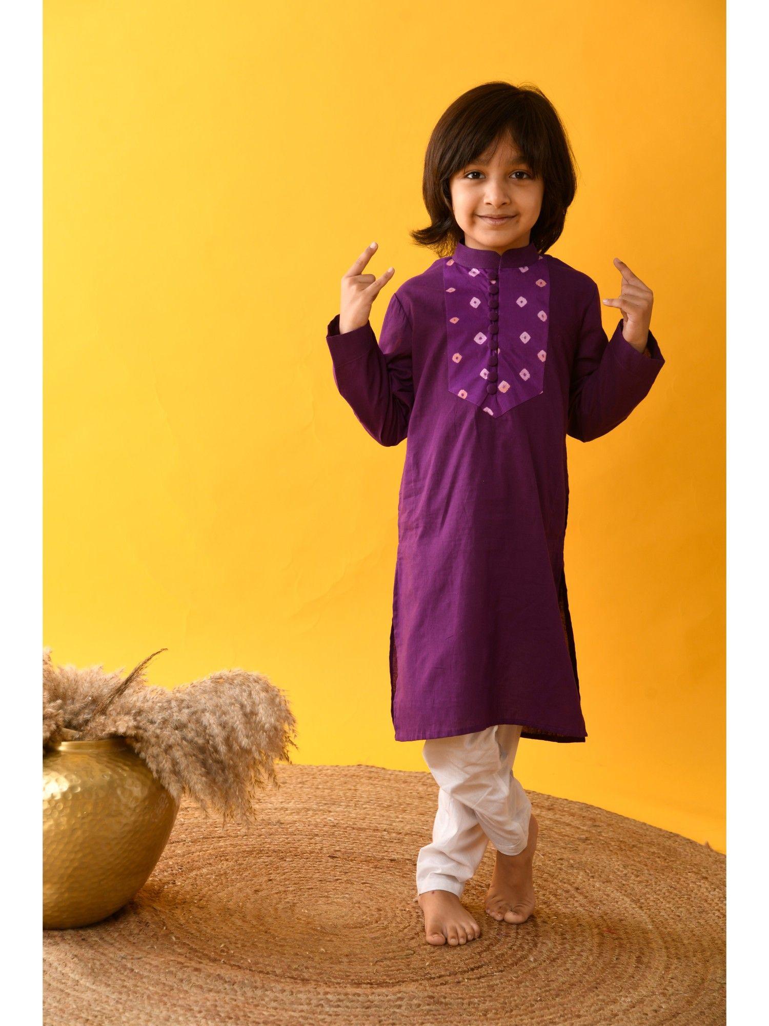 purple yoke kurta (set of 2)