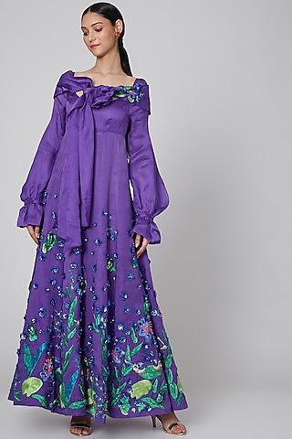 purple zardosi embroidered dress