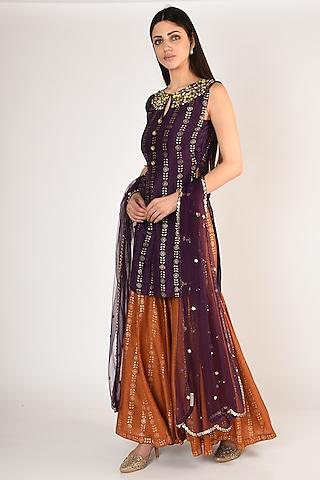 purple zari embellished gharara set