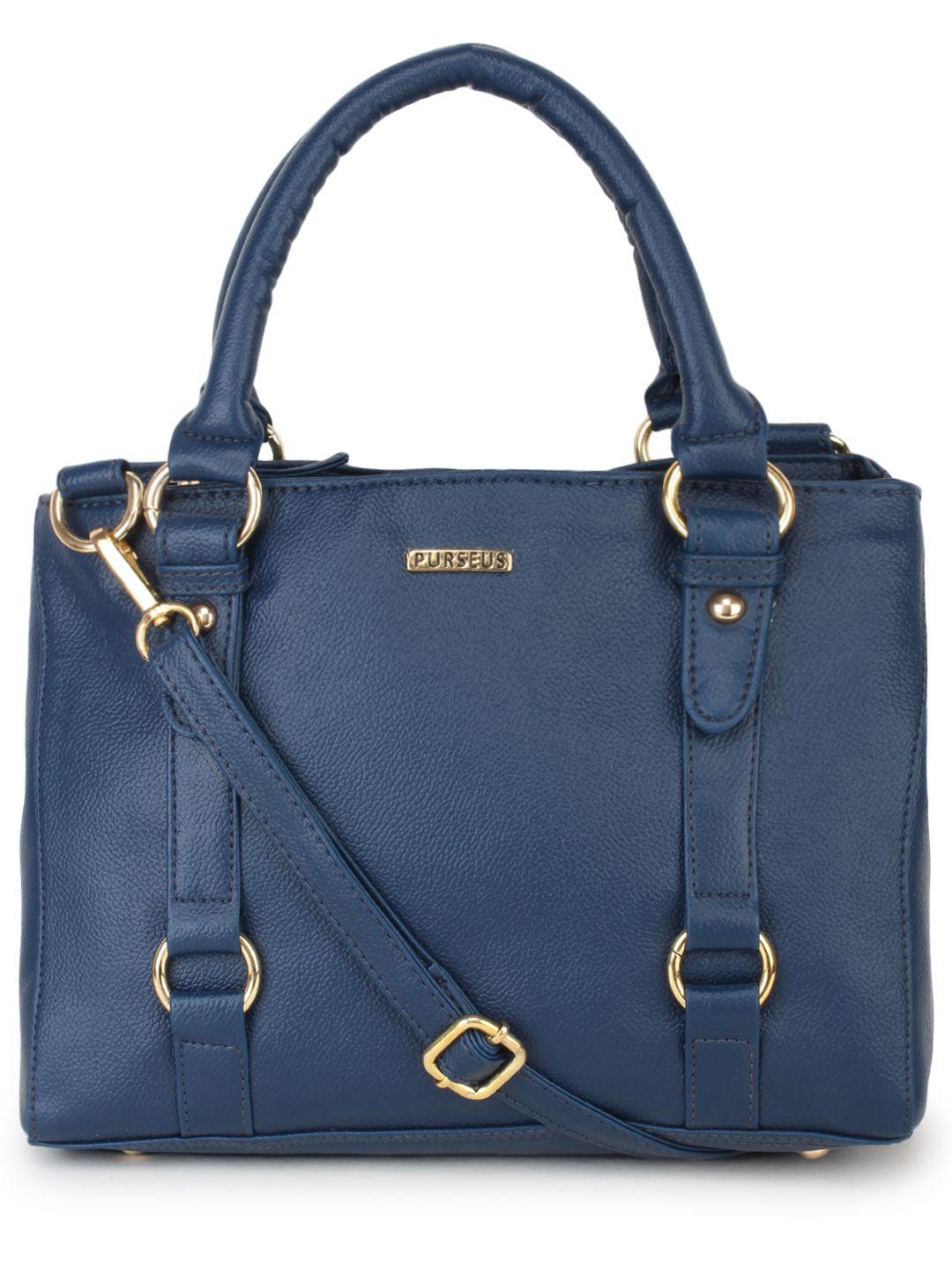 purseus blue solid handheld bag