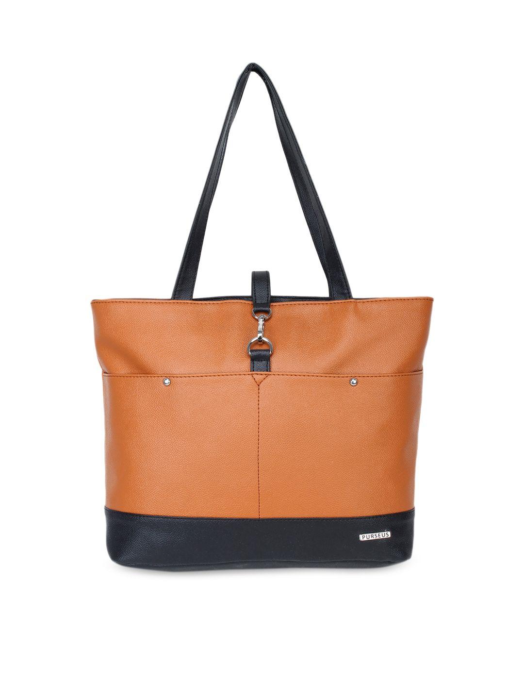 purseus brown & black colourblocked shoulder bag