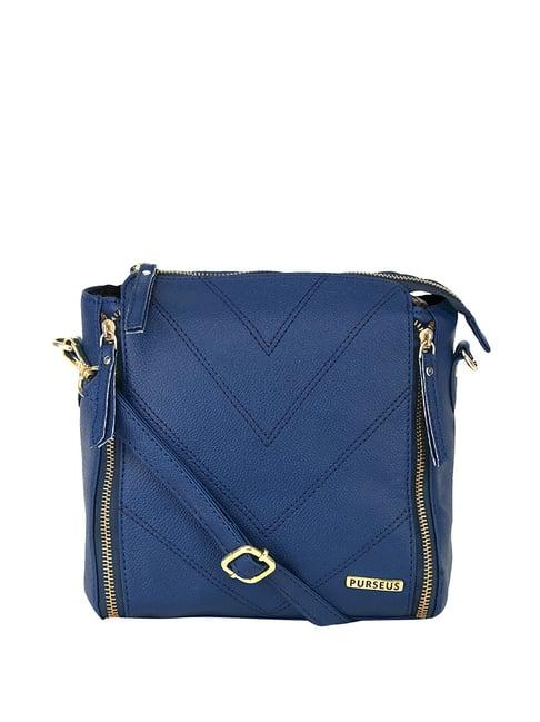 purseus navy textured sling handbag