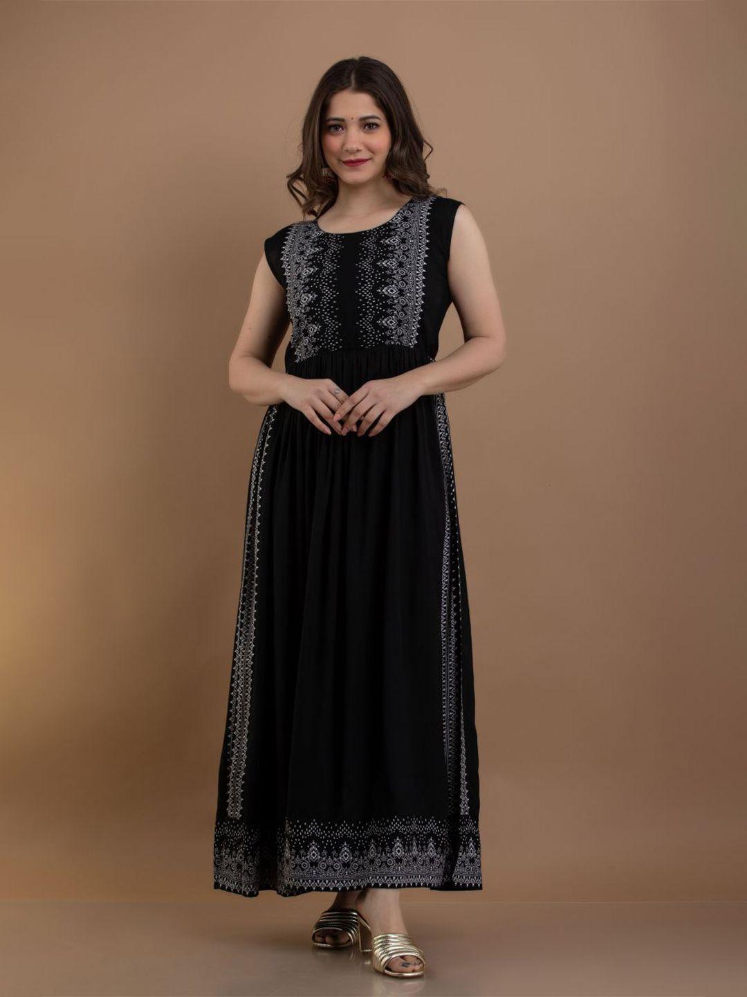 purshottam wala black ethnic motifs maxi maxi dress