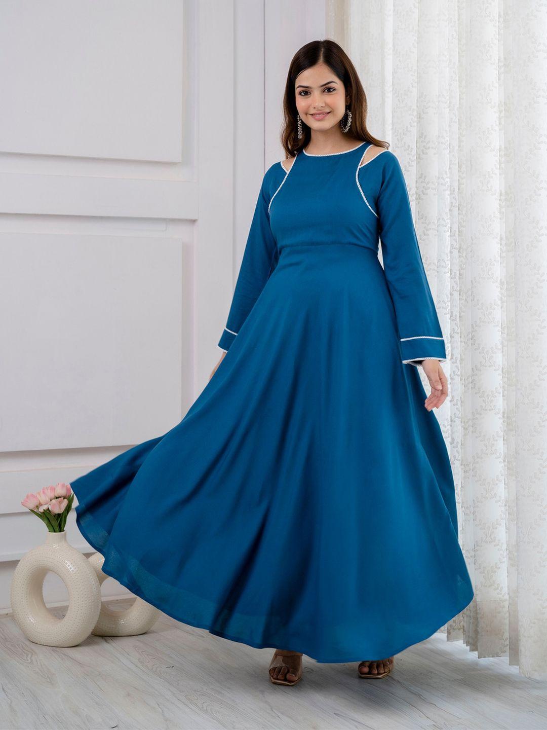 purshottam wala blue applique maxi dress