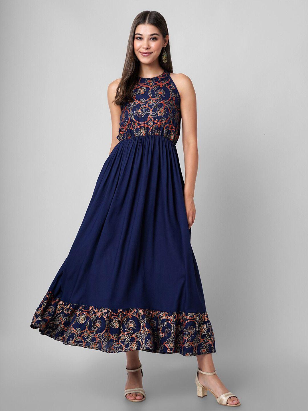purshottam wala blue floral maxi dress