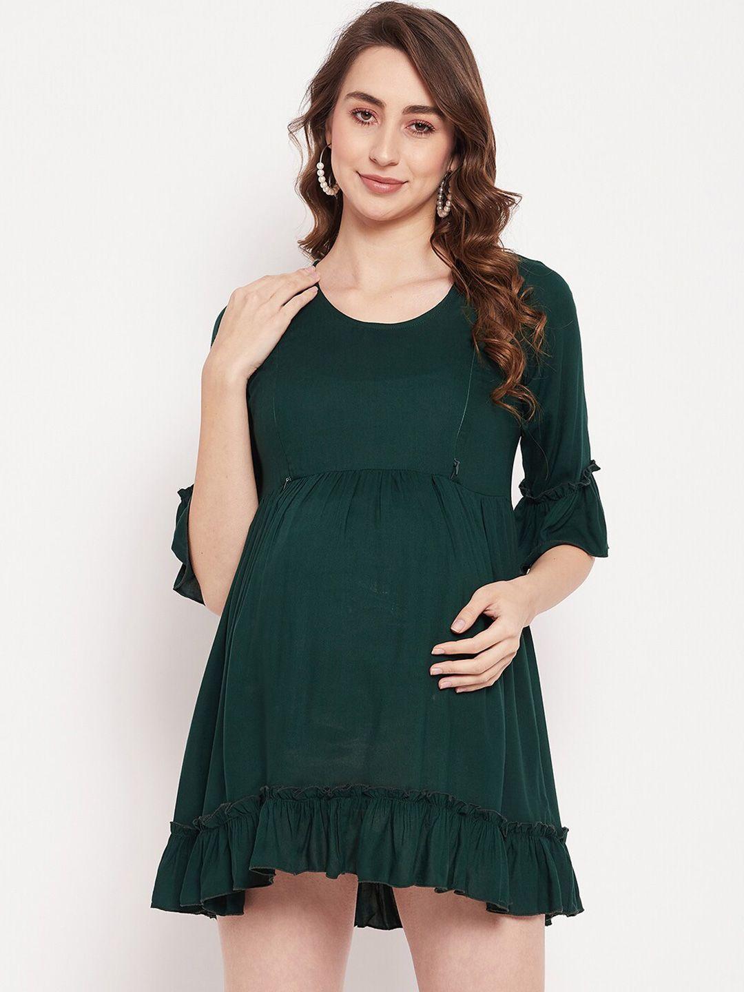 purshottam wala green fit & flare dress