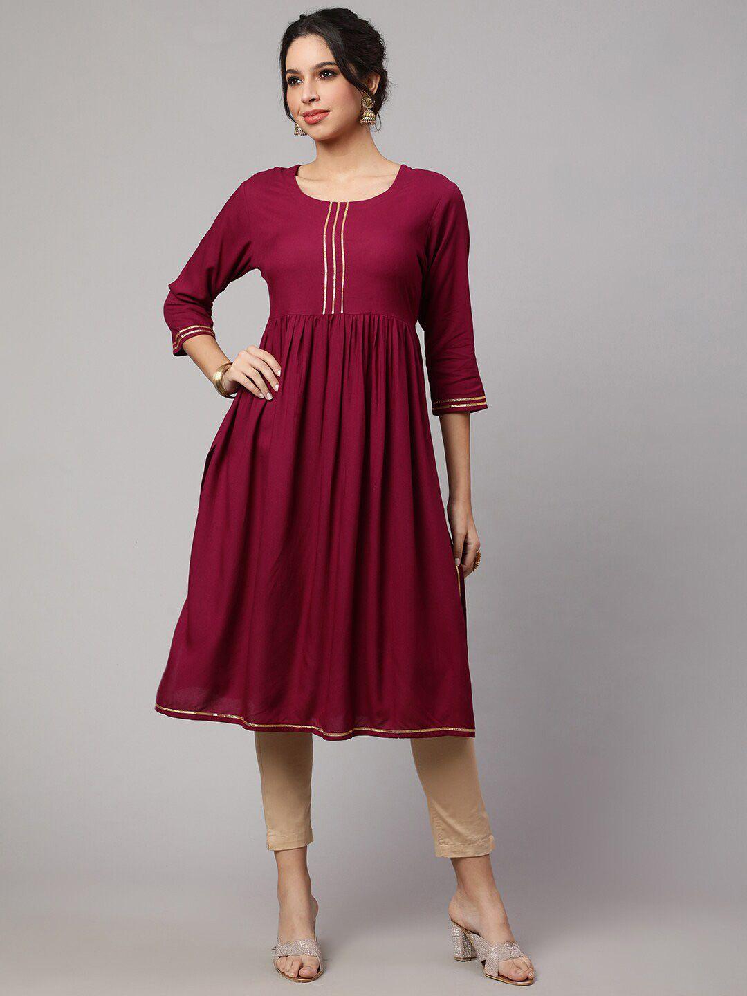 purshottam wala maroon fit & flare dress