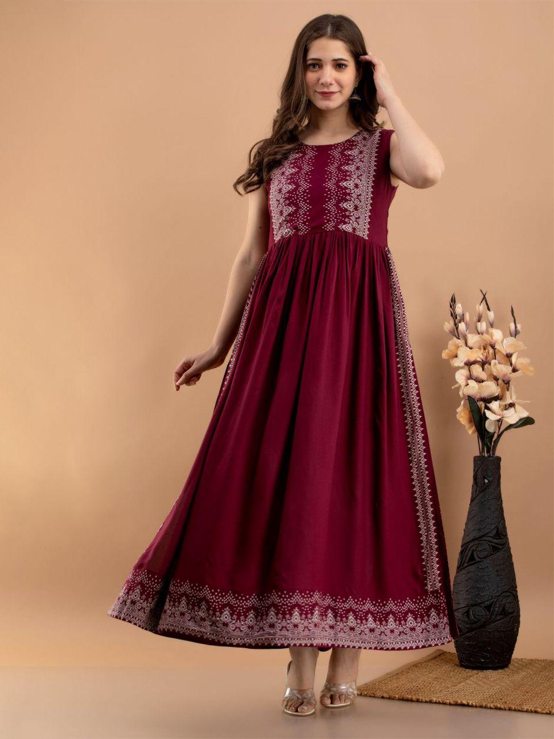 purshottam wala maroon maxi maxi dress