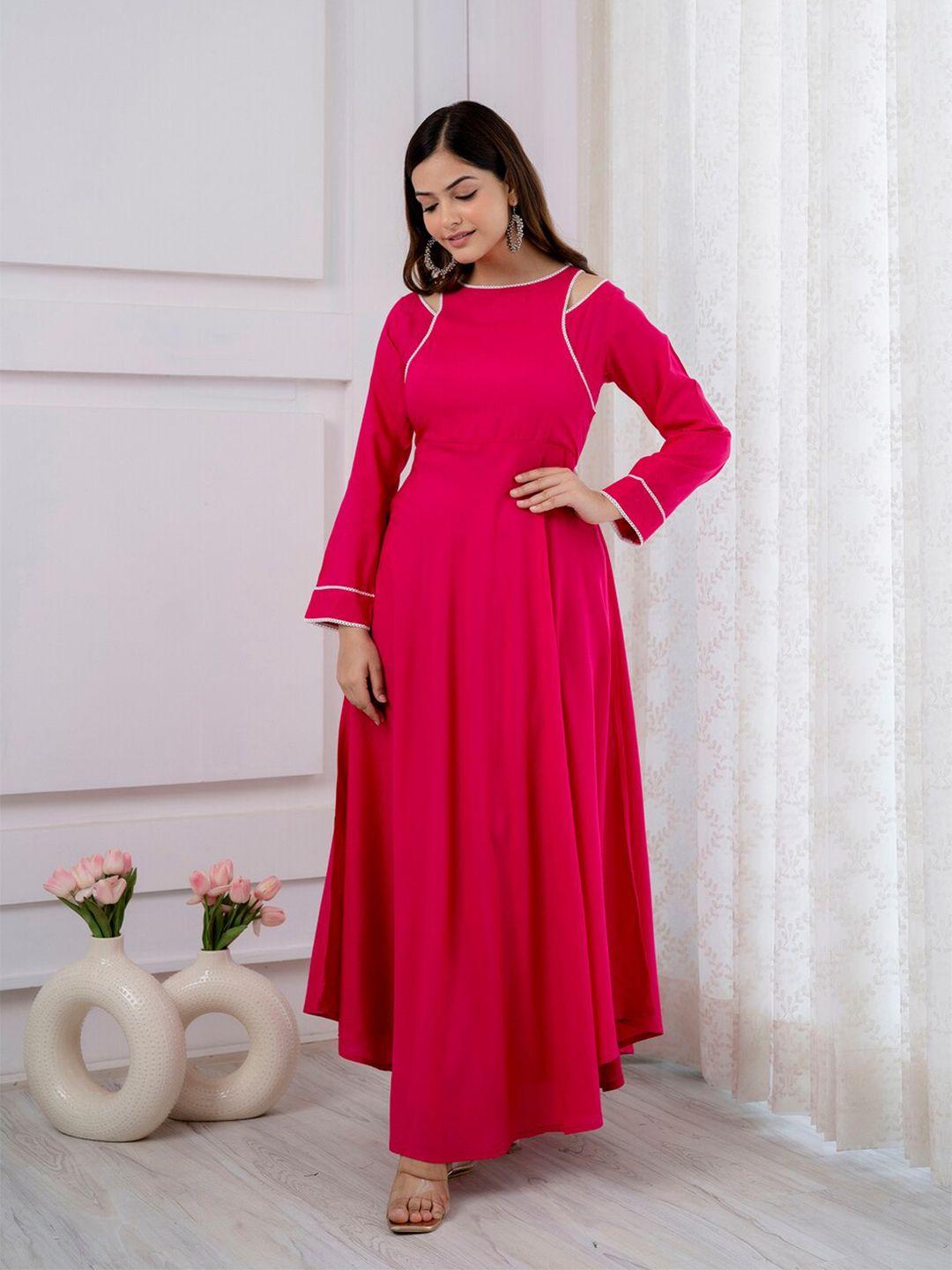 purshottam wala pink applique maxi dress