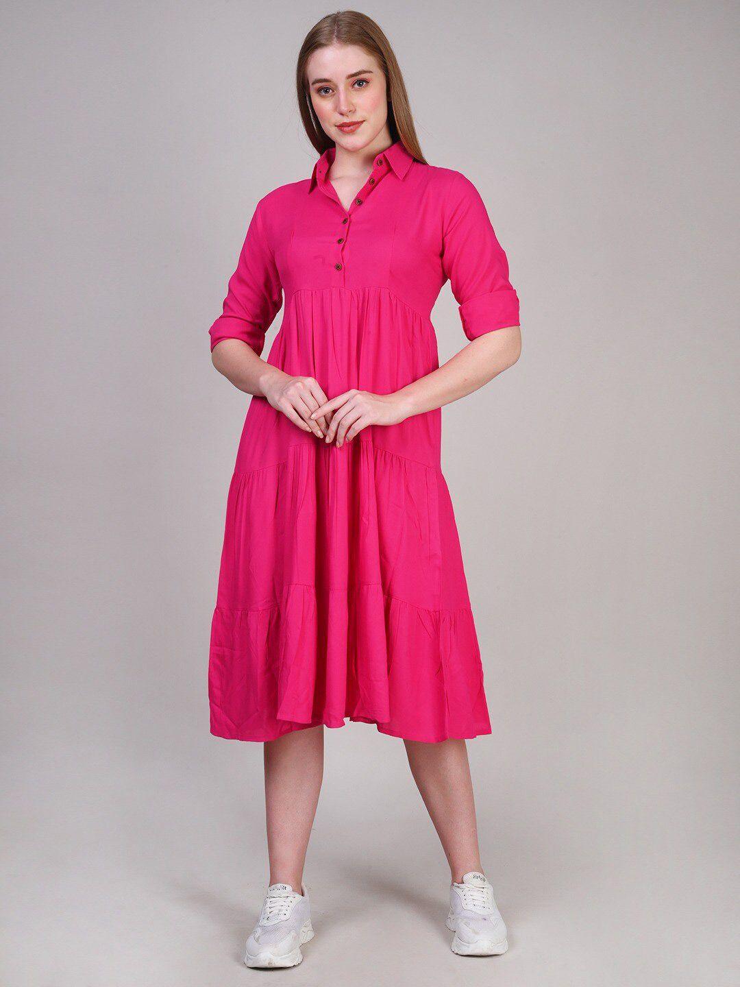 purshottam wala pink fit & flare dress