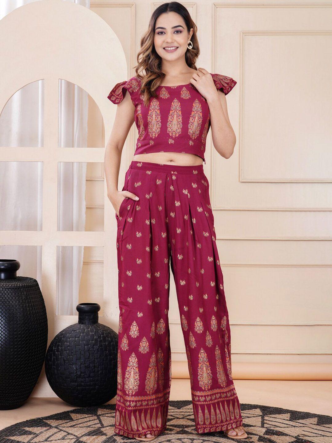 purshottam wala printed top with trousers co-ords