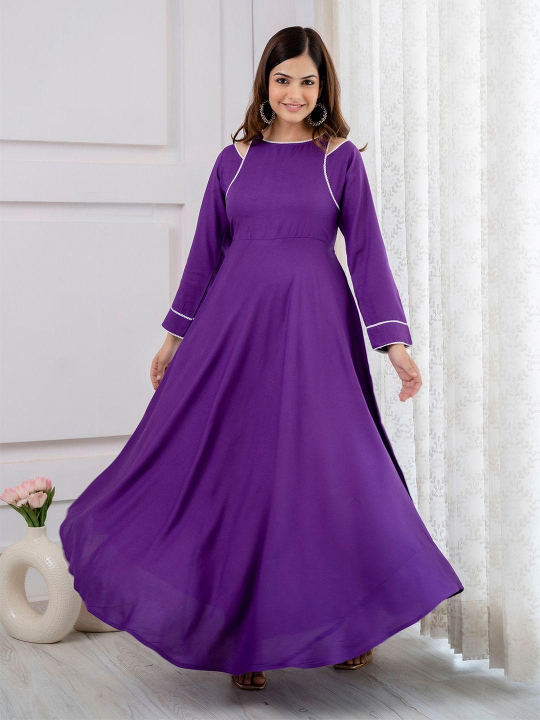 purshottam wala purple applique maxi dress