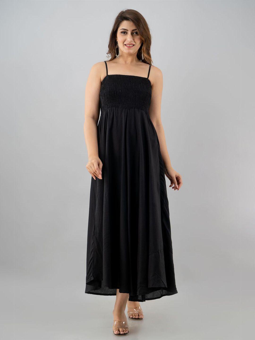 purshottam wala women black smocked maxi dress