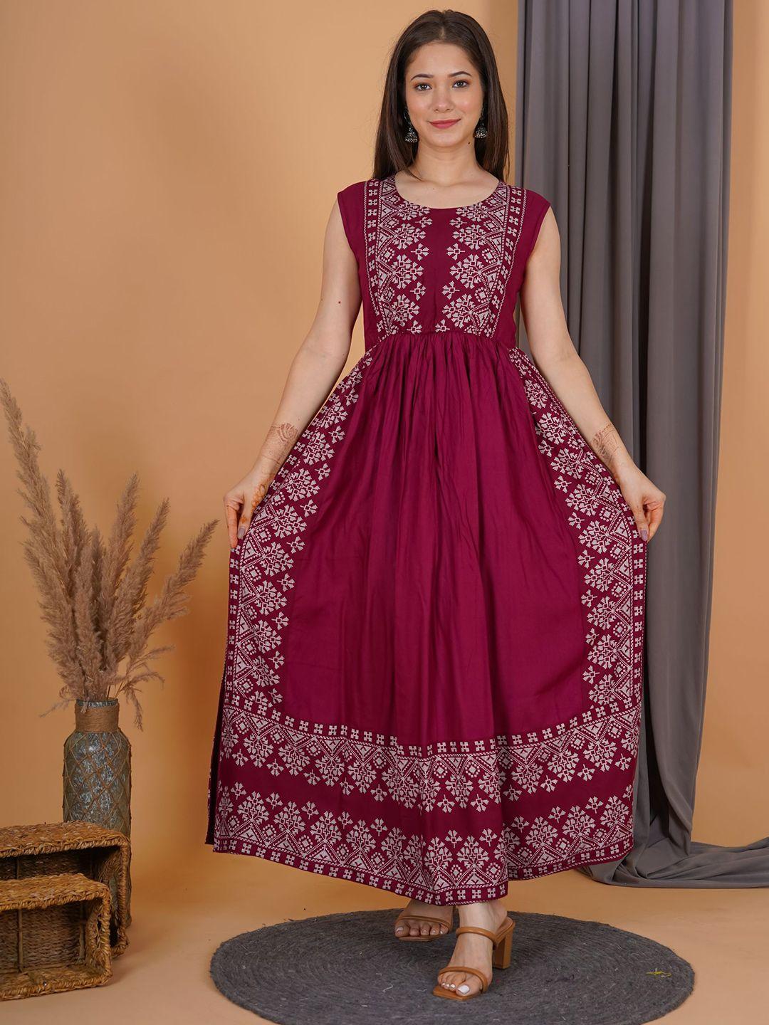 purshottam wala women ethnic motifs printed maxi dress