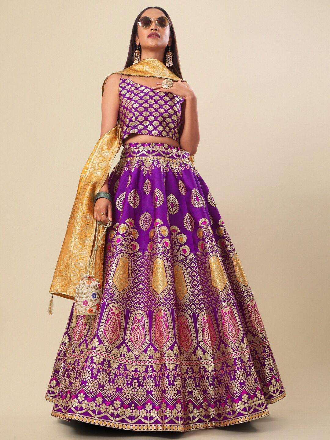 purvaja magenta & mustard ready to wear lehenga & unstitched blouse with dupatta